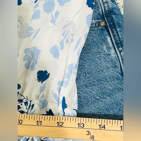 Sienna Sky floral bare shoulders peplum top with bow tie waist size S - Picture 12 of 12